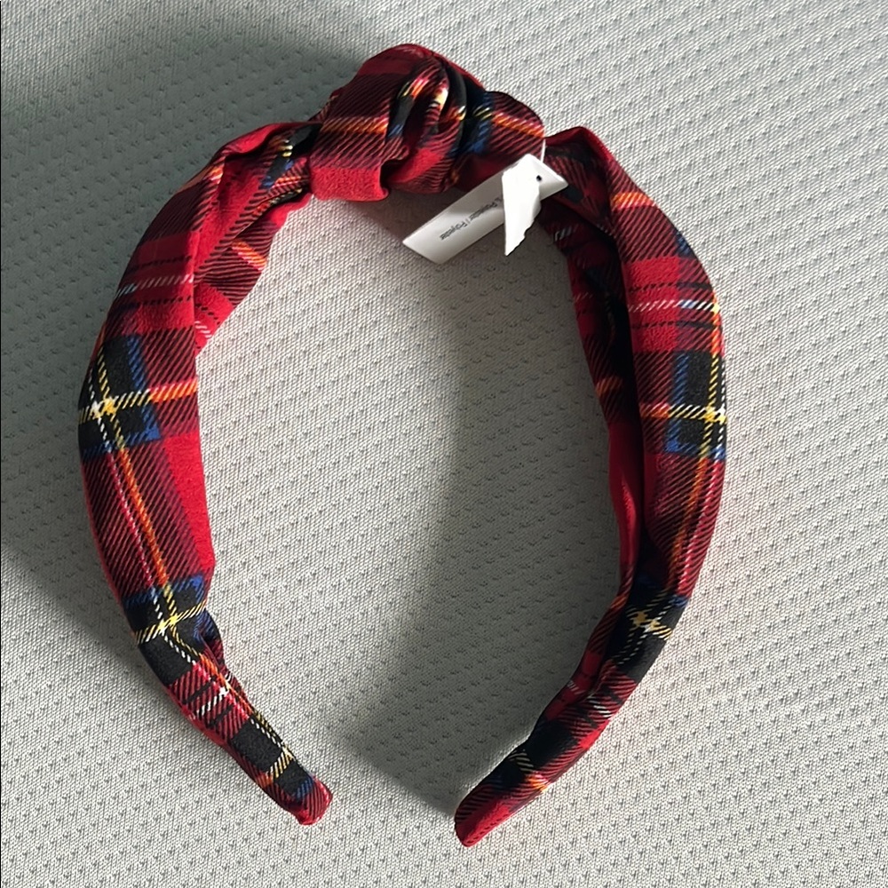J. Crew Red Plaid Knotted Headband